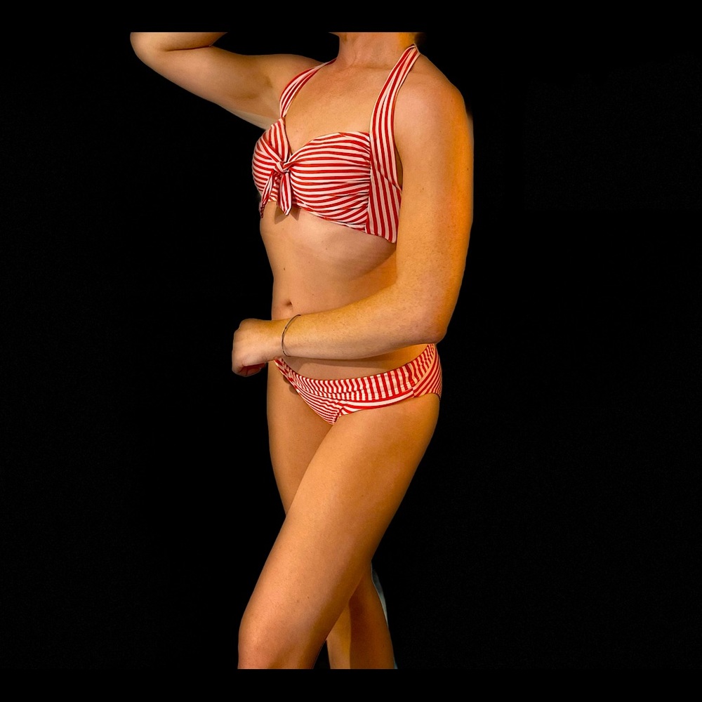 Seafolly red and white striped bikini